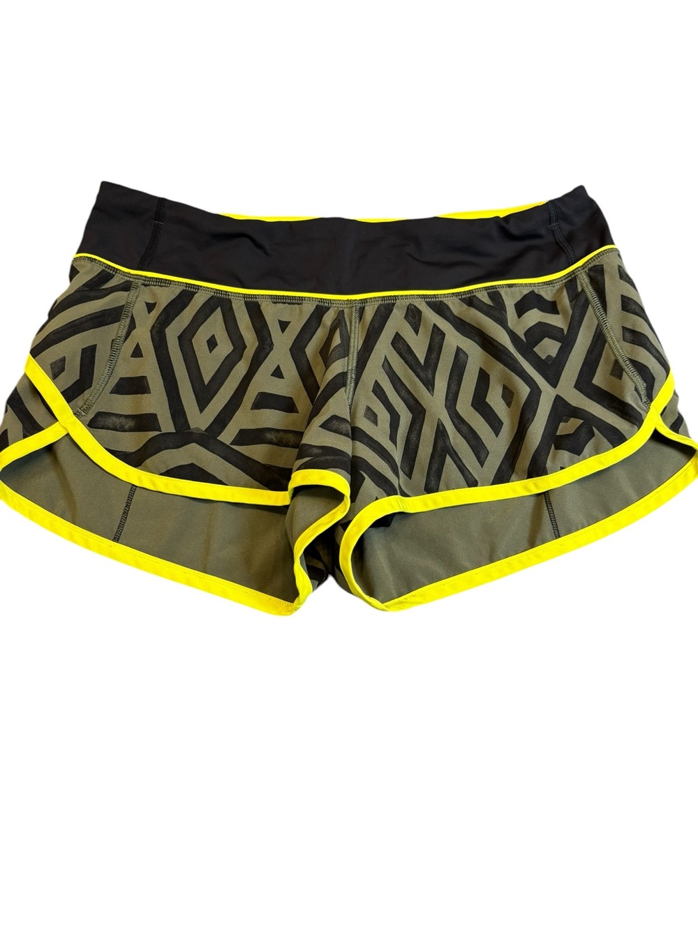 🏃 Lululemon Run Speed Short Chevron Shuffle Green Black Size 8 GUC